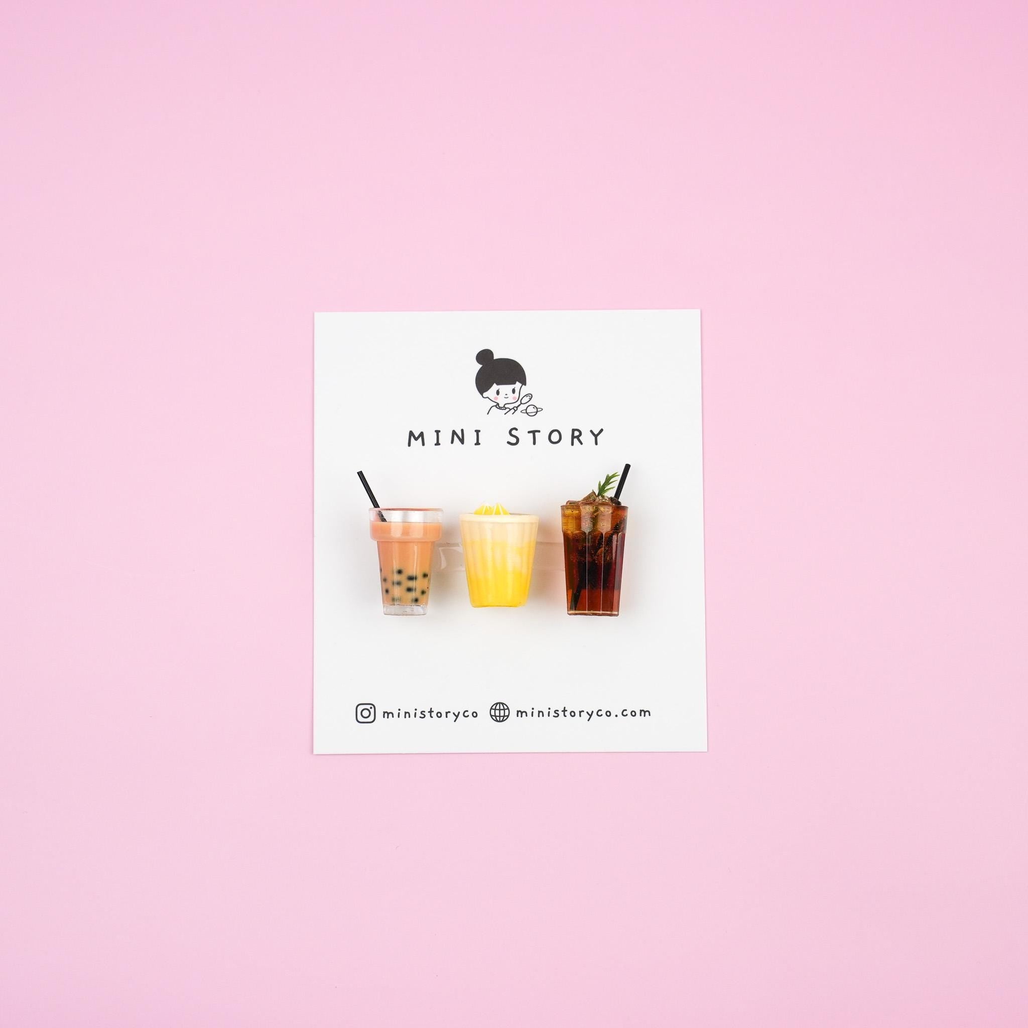 Refreshing Beverage Magnet Set | Iced Coffee, Bubble Tea, Lemon Juice, Soft Drinks, Mocktail Kitchen Decor