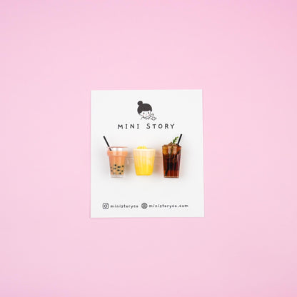 Refreshing Beverage Magnet Set | Iced Coffee, Bubble Tea, Lemon Juice, Soft Drinks, Mocktail Kitchen Decor