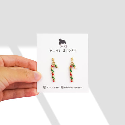 Christmas Candy Cane Dangle Earrings