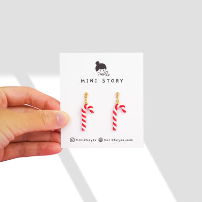 Christmas Candy Cane Dangle Earrings