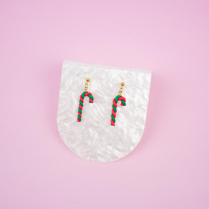 Christmas Candy Cane Dangle Earrings