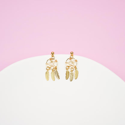 Gold Dreamcatcher Dangle Earrings
