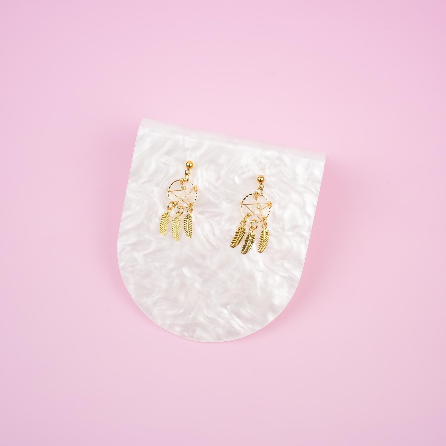 Gold Dreamcatcher Dangle Earrings