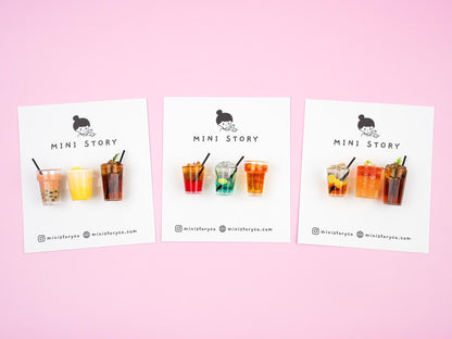 Refreshing Beverage Magnet Set | Iced Coffee, Bubble Tea, Lemon Juice, Soft Drinks, Mocktail Kitchen Decor