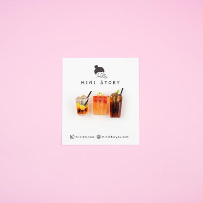 Refreshing Beverage Magnet Set | Iced Coffee, Bubble Tea, Lemon Juice, Soft Drinks, Mocktail Kitchen Decor