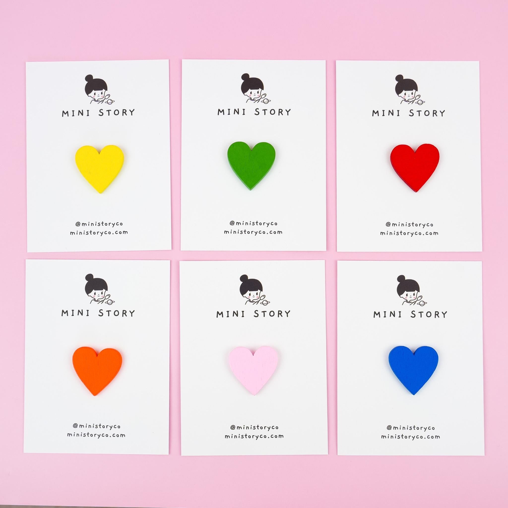 Colourful I LOVE YOU Wood Heart Pin