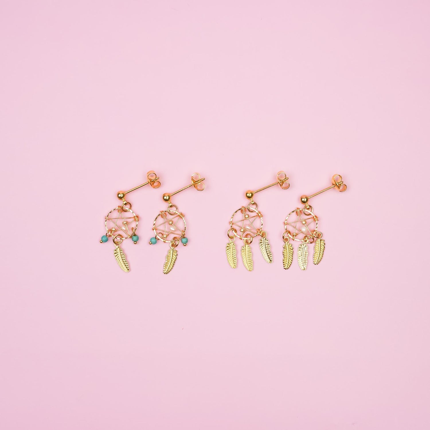 Gold Dreamcatcher Dangle Earrings