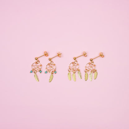 Gold Dreamcatcher Dangle Earrings