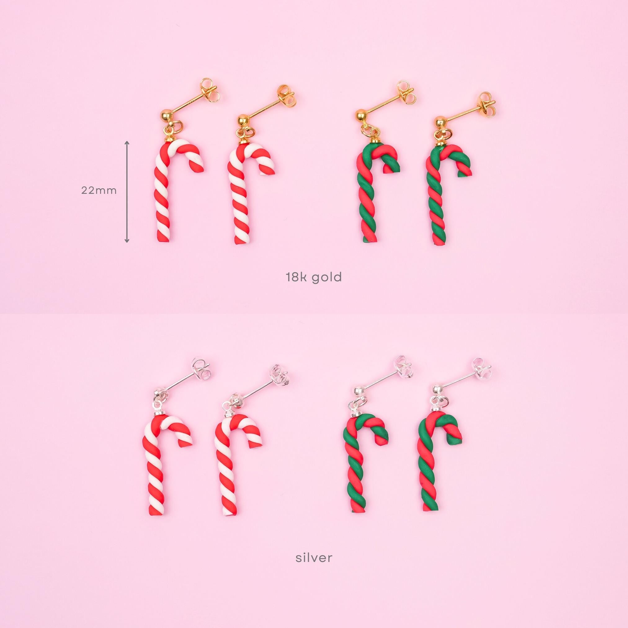 Christmas Candy Cane Dangle Earrings