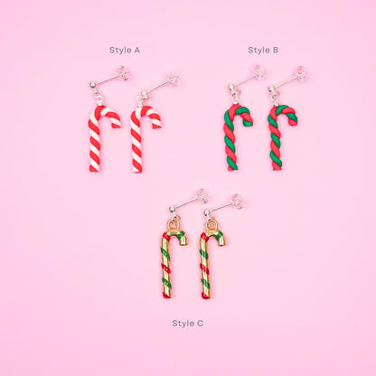 Christmas Candy Cane Dangle Earrings