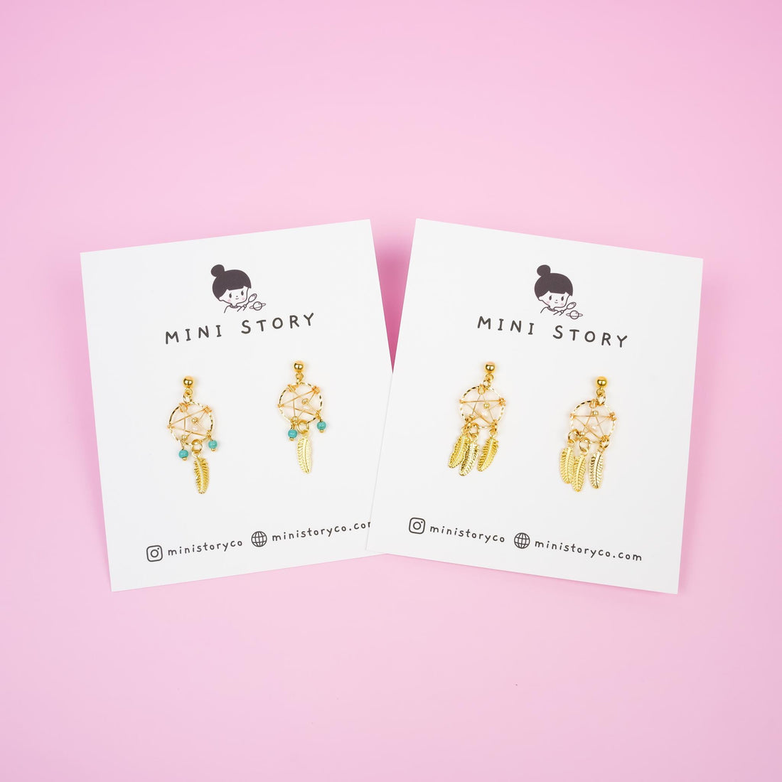 Gold Dreamcatcher Dangle Earrings