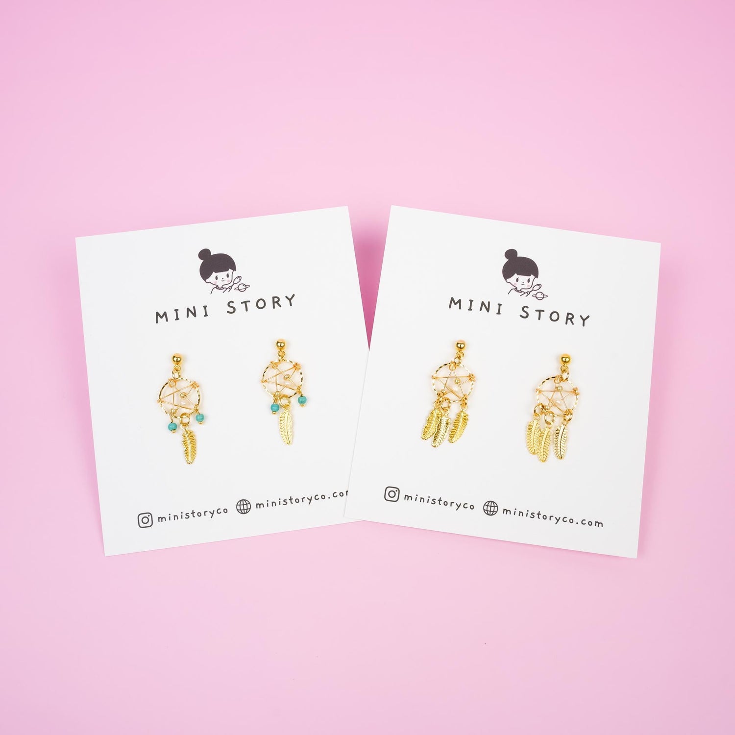 Gold Dreamcatcher Dangle Earrings