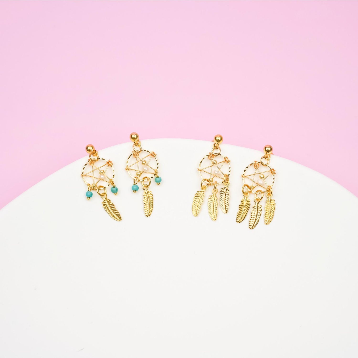 Gold Dreamcatcher Dangle Earrings