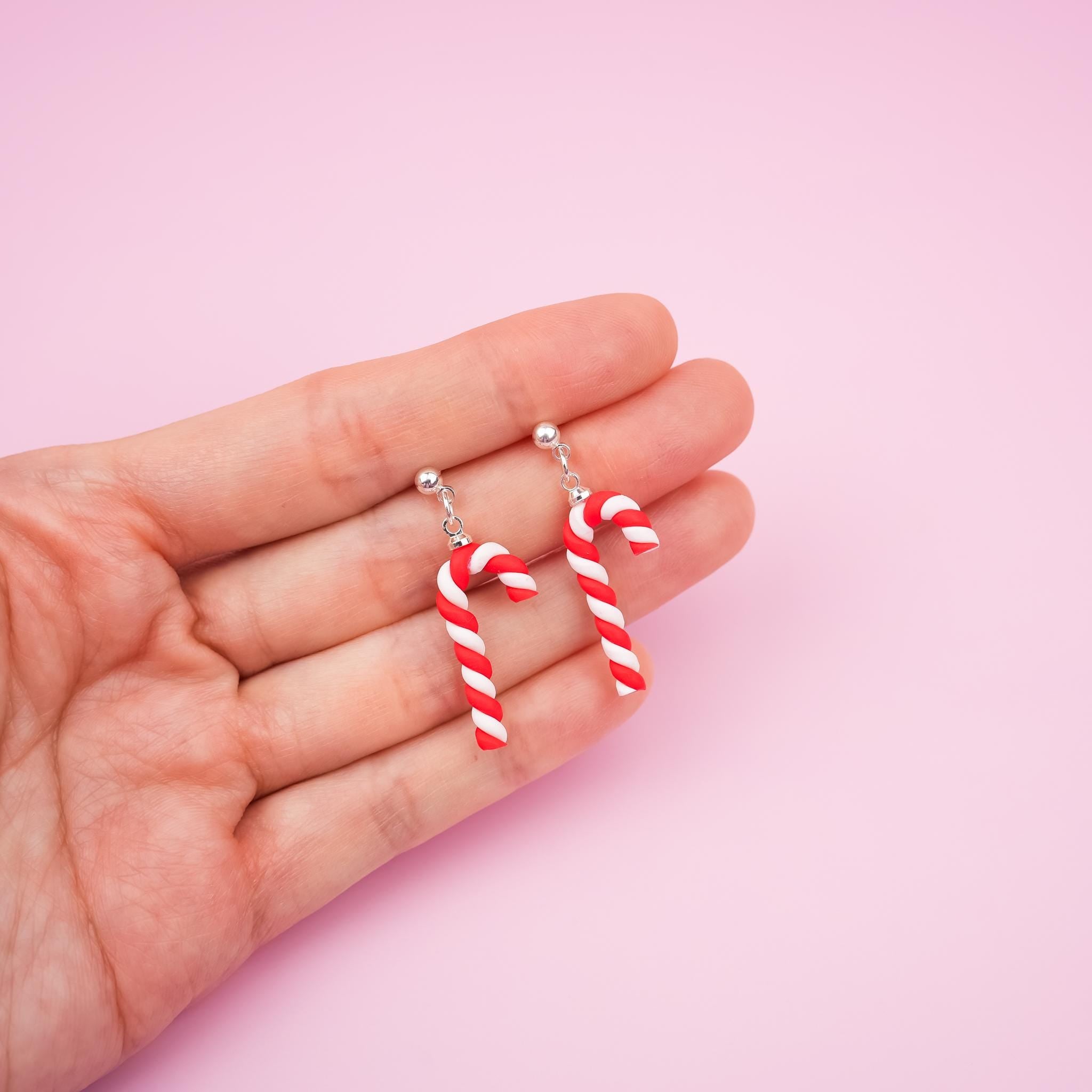 Christmas Candy Cane Dangle Earrings