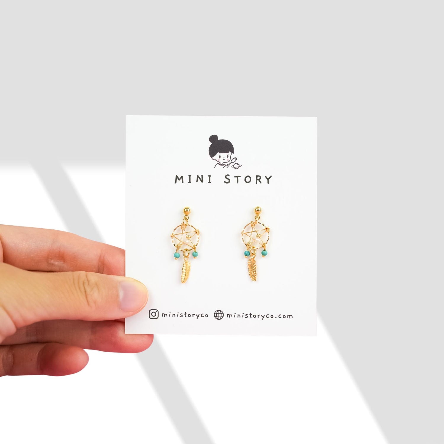 Gold Dreamcatcher Dangle Earrings