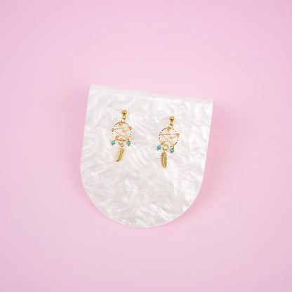 Gold Dreamcatcher Dangle Earrings