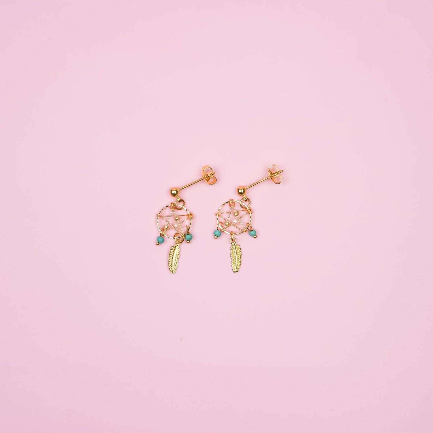 Gold Dreamcatcher Dangle Earrings