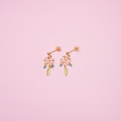 Gold Dreamcatcher Dangle Earrings