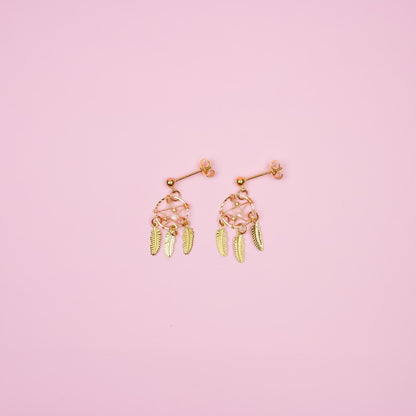 Gold Dreamcatcher Dangle Earrings