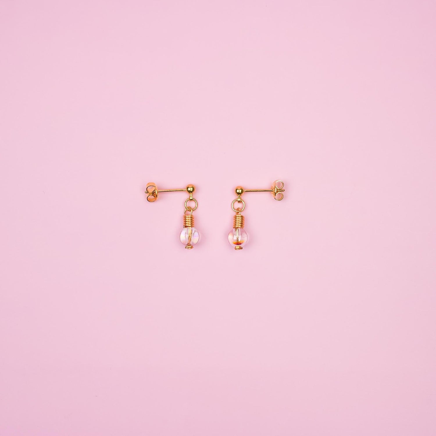 Gold Lightbulb Dangle Earrings | Miniature Light Bulb Earrings | Realistic Bulb Dangly | Fun Science Drop Earring | 18k Gold Quirky Jewelry