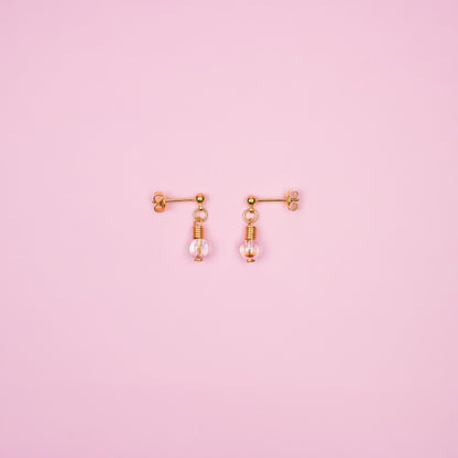 Gold Lightbulb Dangle Earrings | Miniature Light Bulb Earrings | Realistic Bulb Dangly | Fun Science Drop Earring | 18k Gold Quirky Jewelry