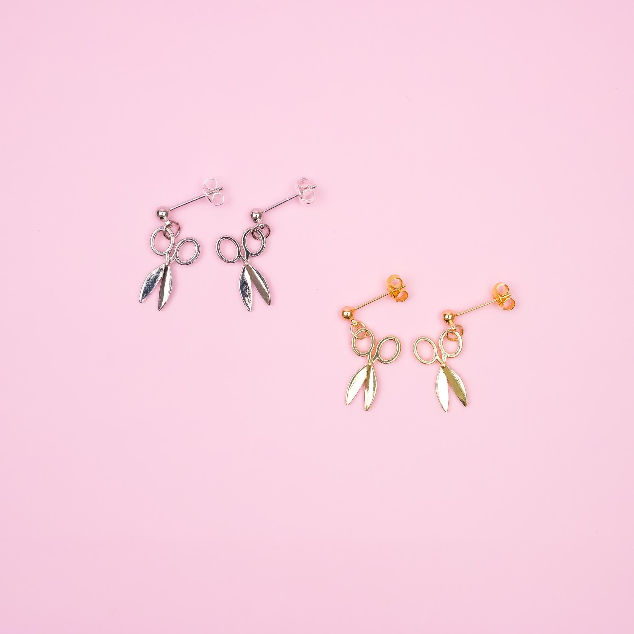 Silver Scissor Dangle Earrings