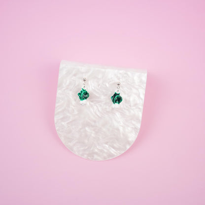 Bok Choy Dangle Earrings | Asian Vegetable Earrings | Green Leafy Veggie Dangly | Chinese Cabbage Good Fortune Earring | Fun Food Jewelry