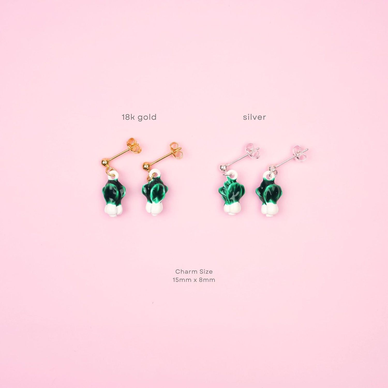 Bok Choy Dangle Earrings | Asian Vegetable Earrings | Green Leafy Veggie Dangly | Chinese Cabbage Good Fortune Earring | Fun Food Jewelry