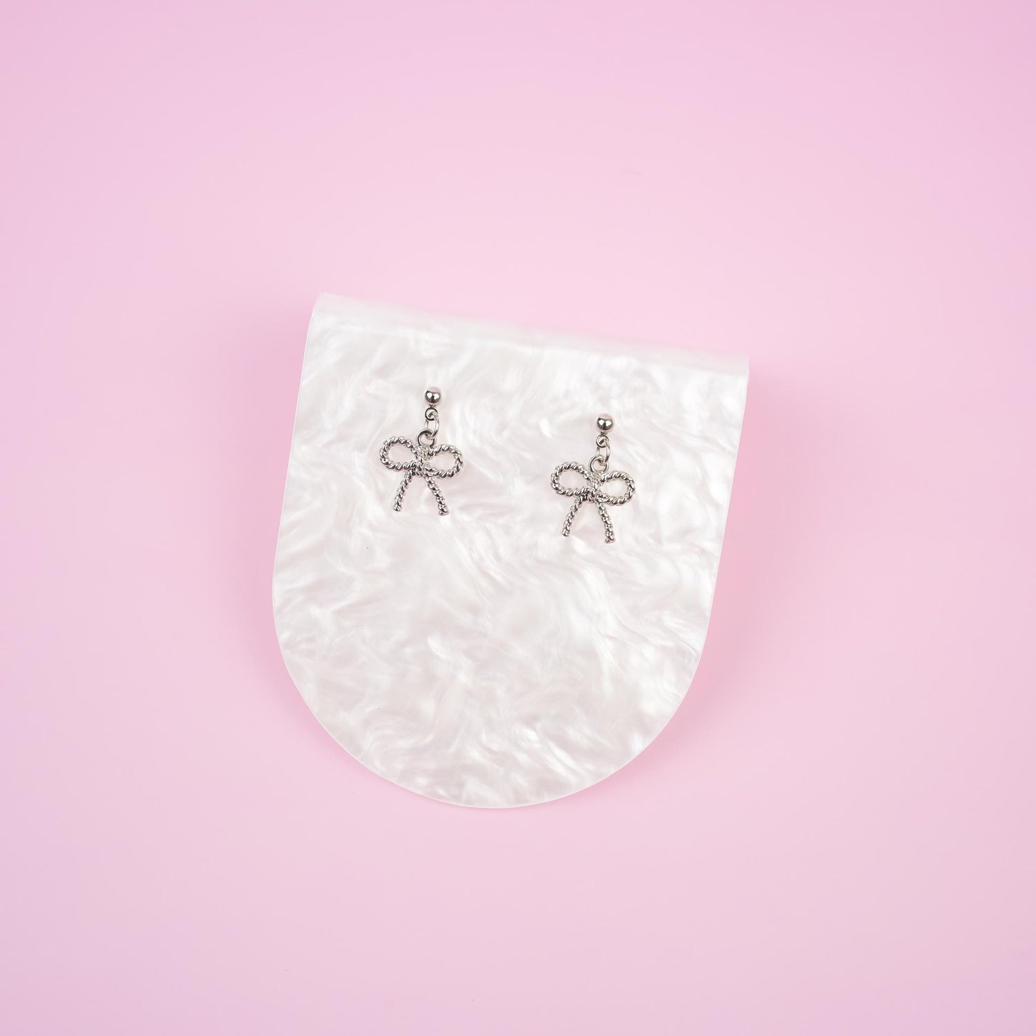 Gold Bow Dangle Earrings | Dainty Ribbon Bowknot Earrings | Shiny Aesthetic Dangly | Minimalist Drop Earrings | Bridesmaid Gift for Her