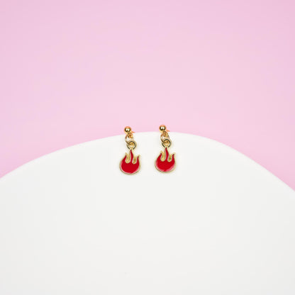 Red Fire Flame Dangle Earrings | Nature Inspired Jewelry | Campfire Dangly | Fire Element Jewelry | Quirky Accessory | Heat Drop Earrings