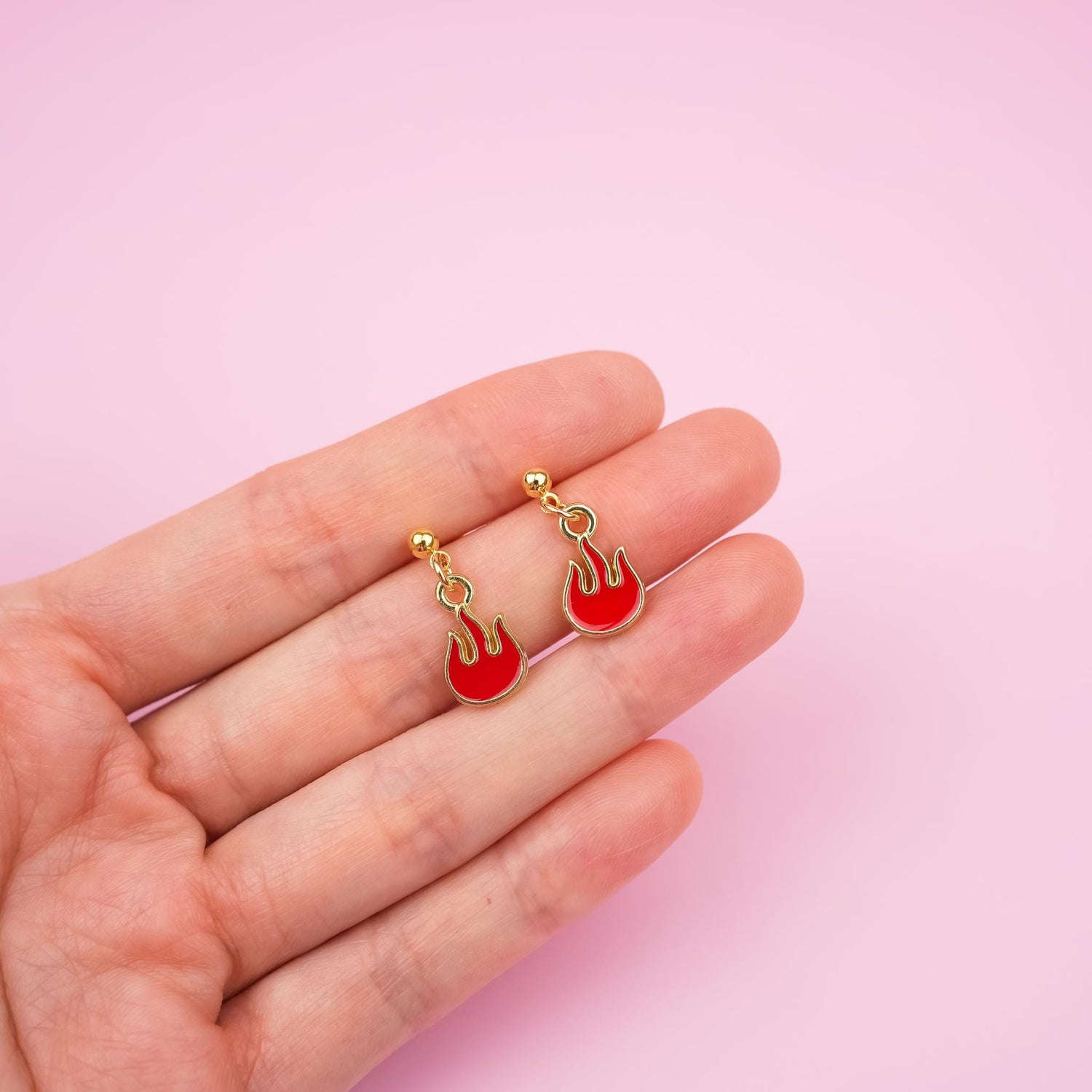 Red Fire Flame Dangle Earrings | Nature Inspired Jewelry | Campfire Dangly | Fire Element Jewelry | Quirky Accessory | Heat Drop Earrings