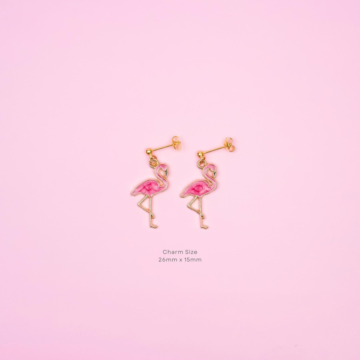 Pink Flamingo Dangle Earrings | Nature Inspired Animal Earrings | Tropical Bird Dangly | Boho Chic Drop Earrings | 18k Gold Jewelry