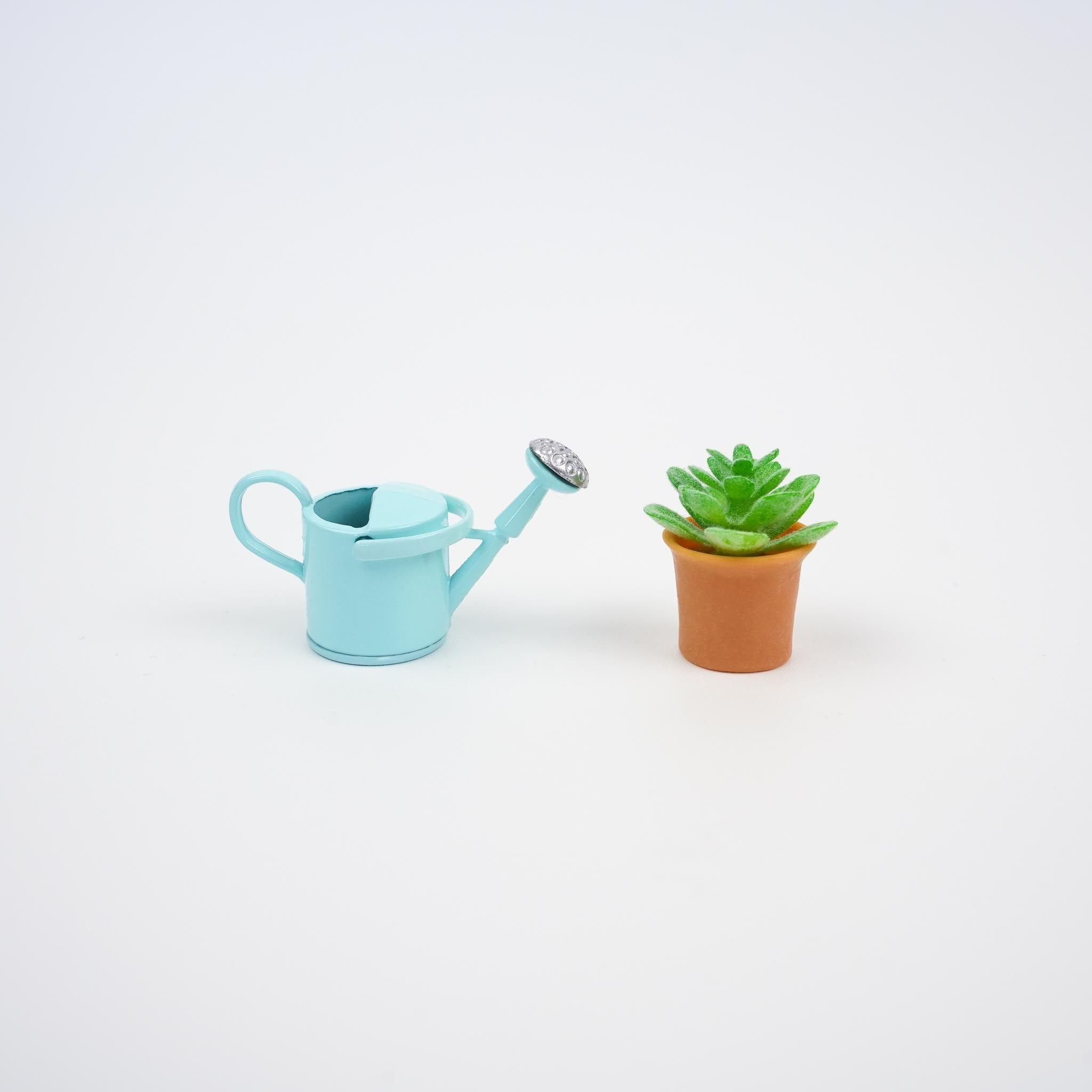 Colourful Watering Can Fridge Magnet | Tiny Garden Flower Watering Pot and Plant Magnet Pair | Gift for Home | Garden Themed Kitchen Decor
