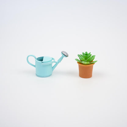 Colourful Watering Can Fridge Magnet | Tiny Garden Flower Watering Pot and Plant Magnet Pair | Gift for Home | Garden Themed Kitchen Decor