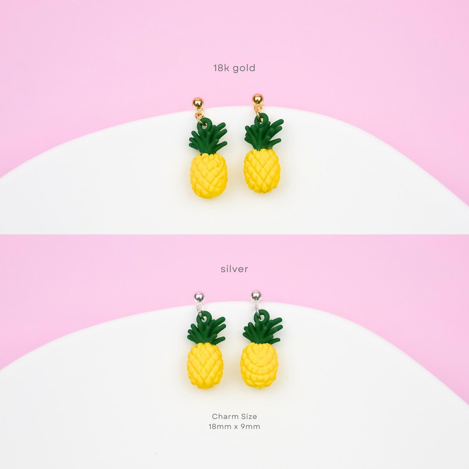 Pineapple Dangle Earrings | Tropical Fruit Earrings | Miniature Food Dangly | Summer Beach Vacation Drop Earring | Fun Whimsical Jewelry