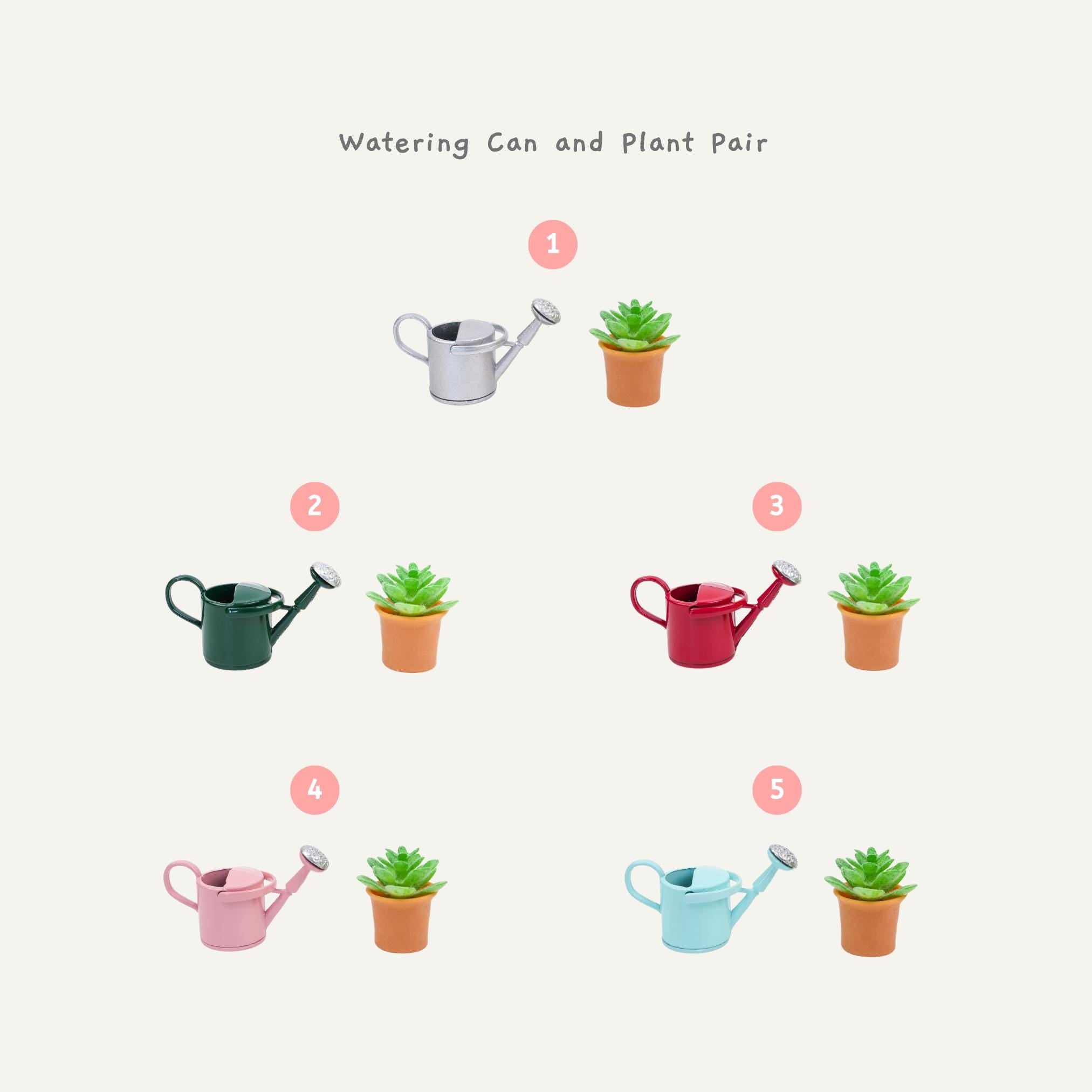 Colourful Watering Can Fridge Magnet | Tiny Garden Flower Watering Pot and Plant Magnet Pair | Gift for Home | Garden Themed Kitchen Decor