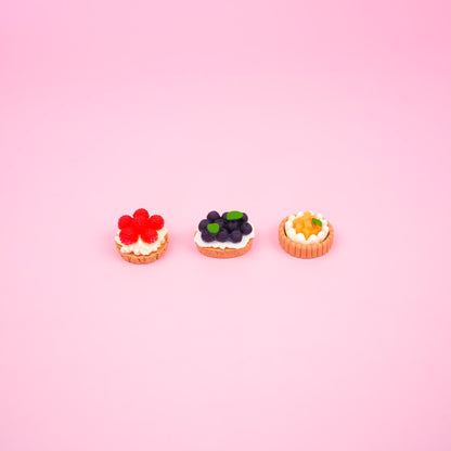 Fruit Tart Fridge Magnet Set | Berry Custard Tart Home Decor Gift | Miniature French Dessert Kitchen Decor | Mango Blueberry Raspberry Tart
