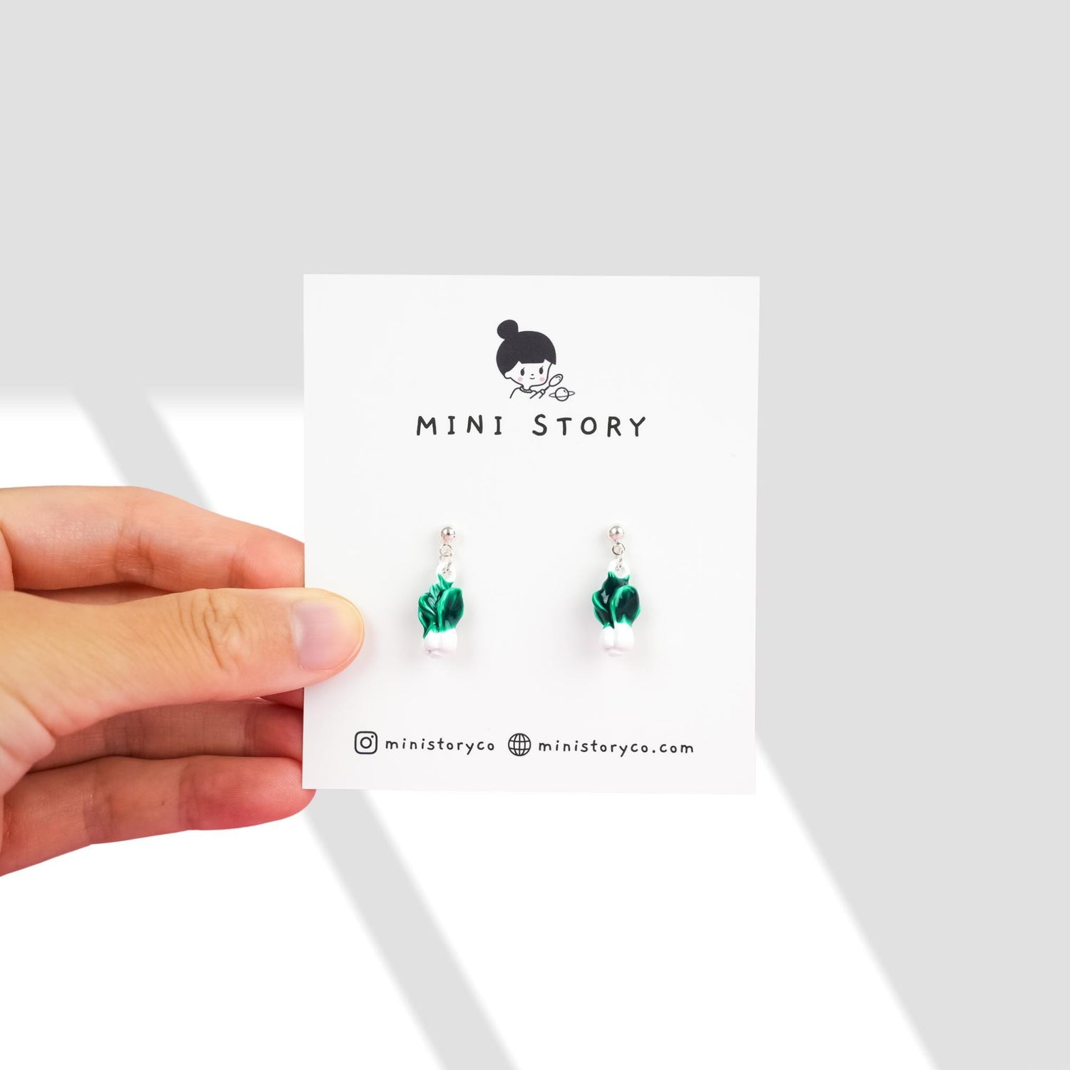 Bok Choy Dangle Earrings | Asian Vegetable Earrings | Green Leafy Veggie Dangly | Chinese Cabbage Good Fortune Earring | Fun Food Jewelry