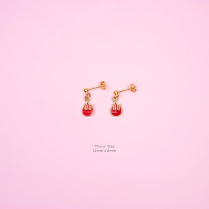 Red Fire Flame Dangle Earrings | Nature Inspired Jewelry | Campfire Dangly | Fire Element Jewelry | Quirky Accessory | Heat Drop Earrings