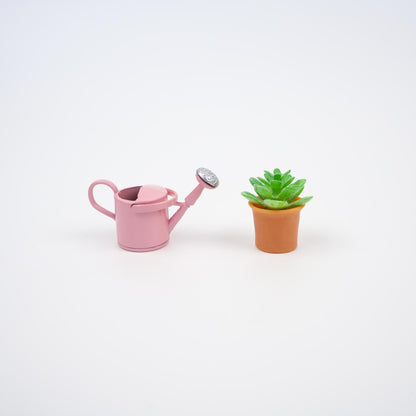 Colourful Watering Can Fridge Magnet | Tiny Garden Flower Watering Pot and Plant Magnet Pair | Gift for Home | Garden Themed Kitchen Decor