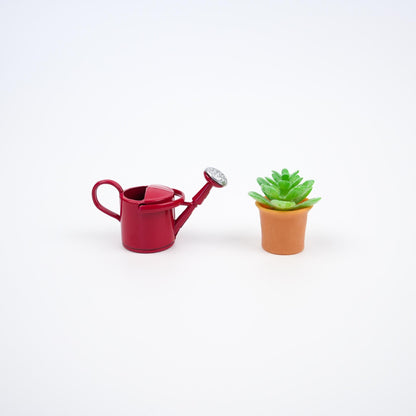 Colourful Watering Can Fridge Magnet | Tiny Garden Flower Watering Pot and Plant Magnet Pair | Gift for Home | Garden Themed Kitchen Decor