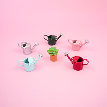 Colourful Watering Can Fridge Magnet | Tiny Garden Flower Watering Pot and Plant Magnet Pair | Gift for Home | Garden Themed Kitchen Decor