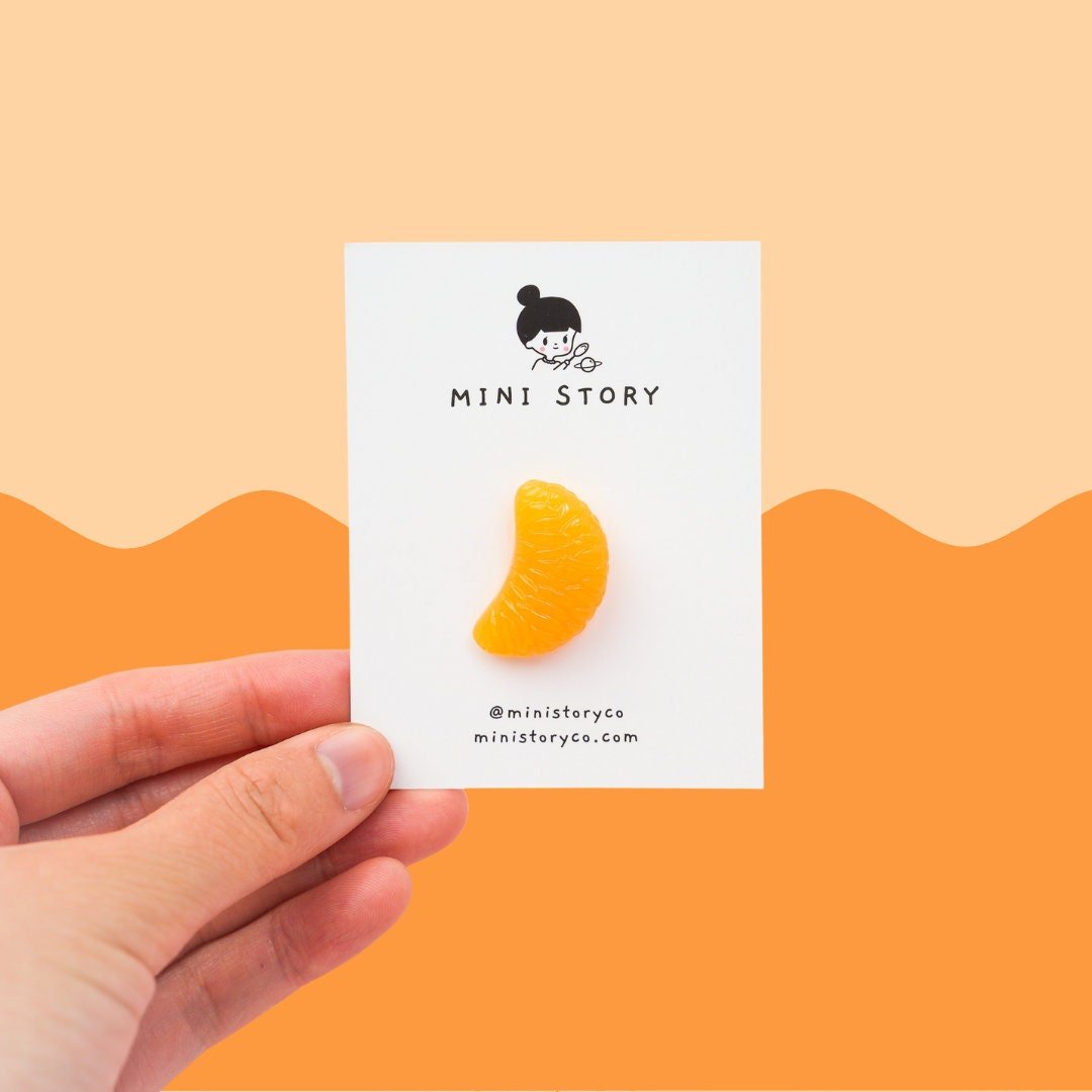 Juicy Mandarin Slice Brooch | Tangerine Pin - Mini Story Co