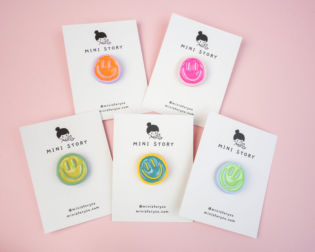 Pastel Smiley Face Pin - Mini Story Co