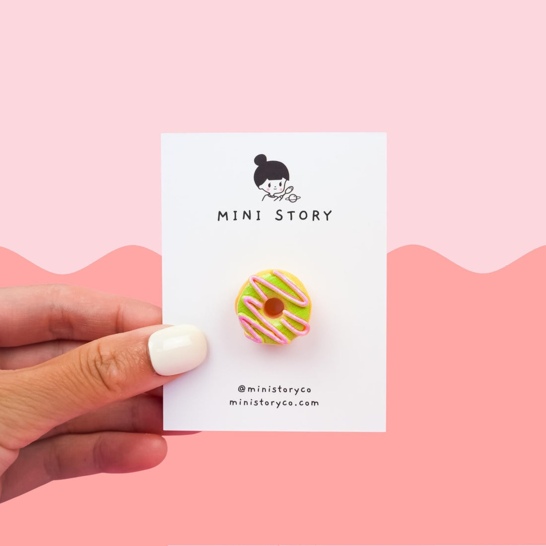 Pink Green Donut Pin - Mini Story Co