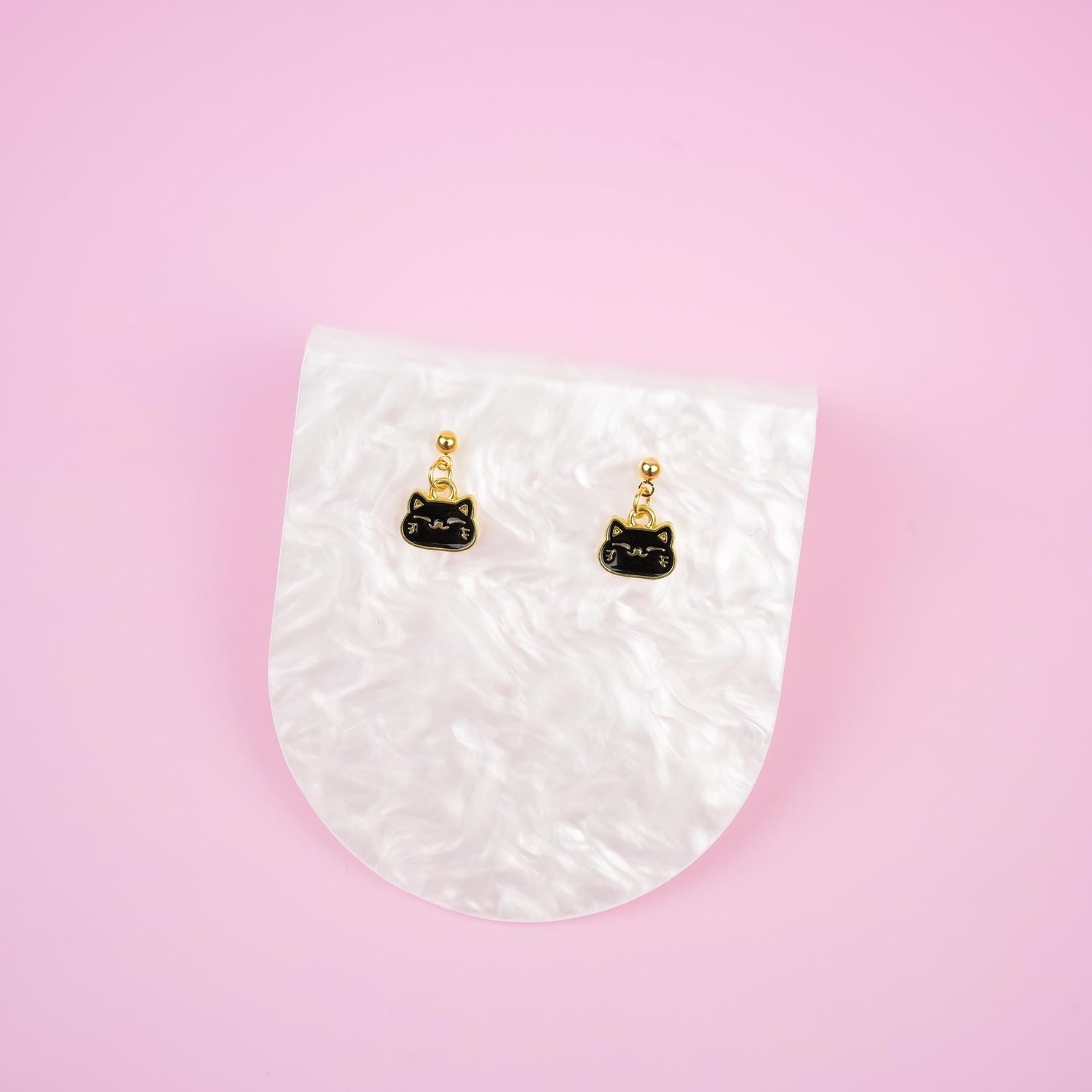 Tiny Black and White Cat Dangle Earrings - Mini Story Co