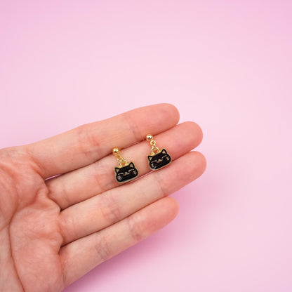 Tiny Black and White Cat Dangle Earrings - Mini Story Co