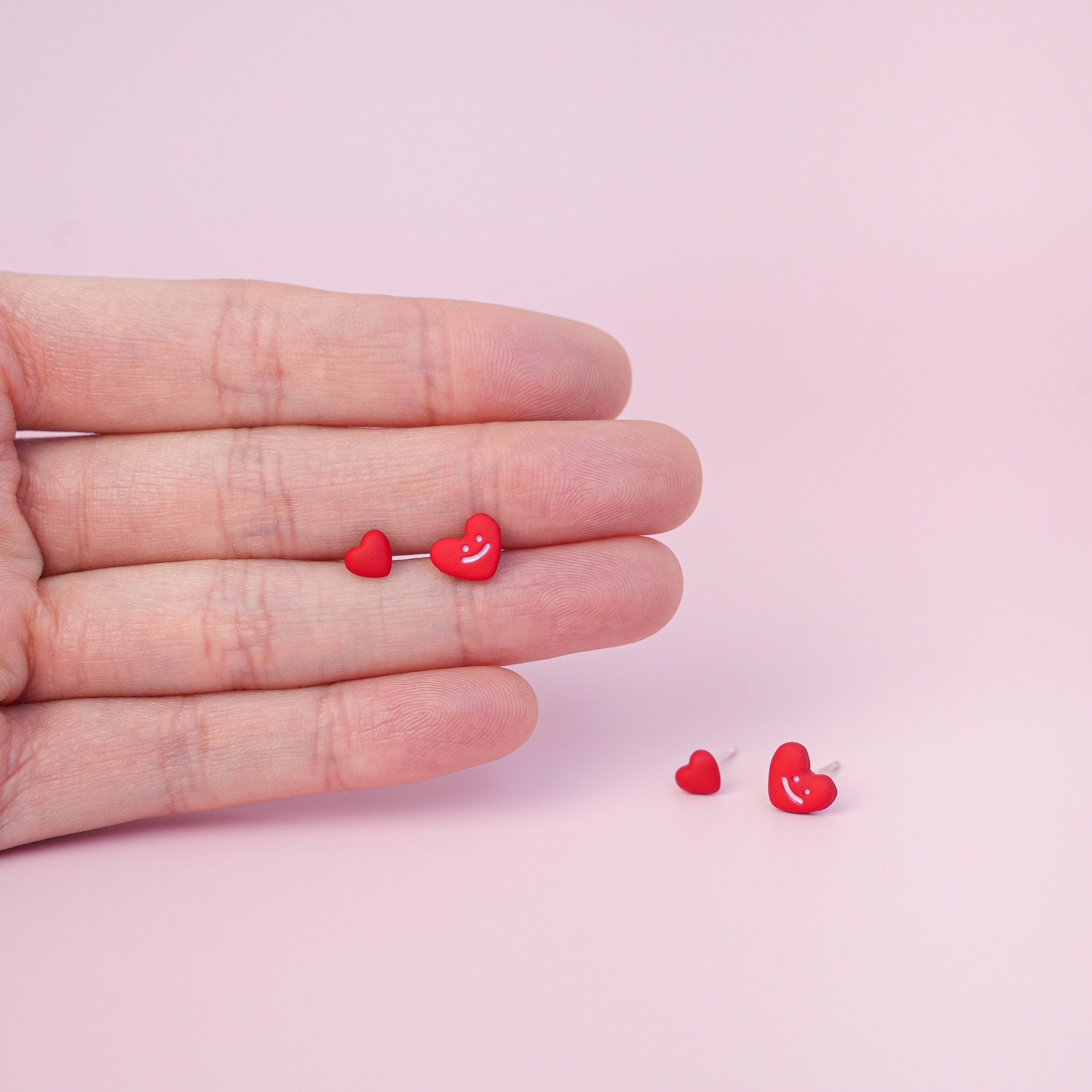 Tiny Red Heart Studs Earrings - Mini Story Co