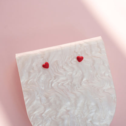 Tiny Red Heart Studs Earrings - Mini Story Co